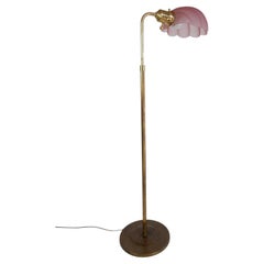 Violet Art Glass Clam Shell Floor Lamp with Brass Base, 1960s France