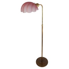 Violet Art Glass Clam Shell Floor Lamp with Brass Base, 1960s France