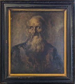 "Study of Old Man" Early Naturalistic Figurative Portrait Oil Painting