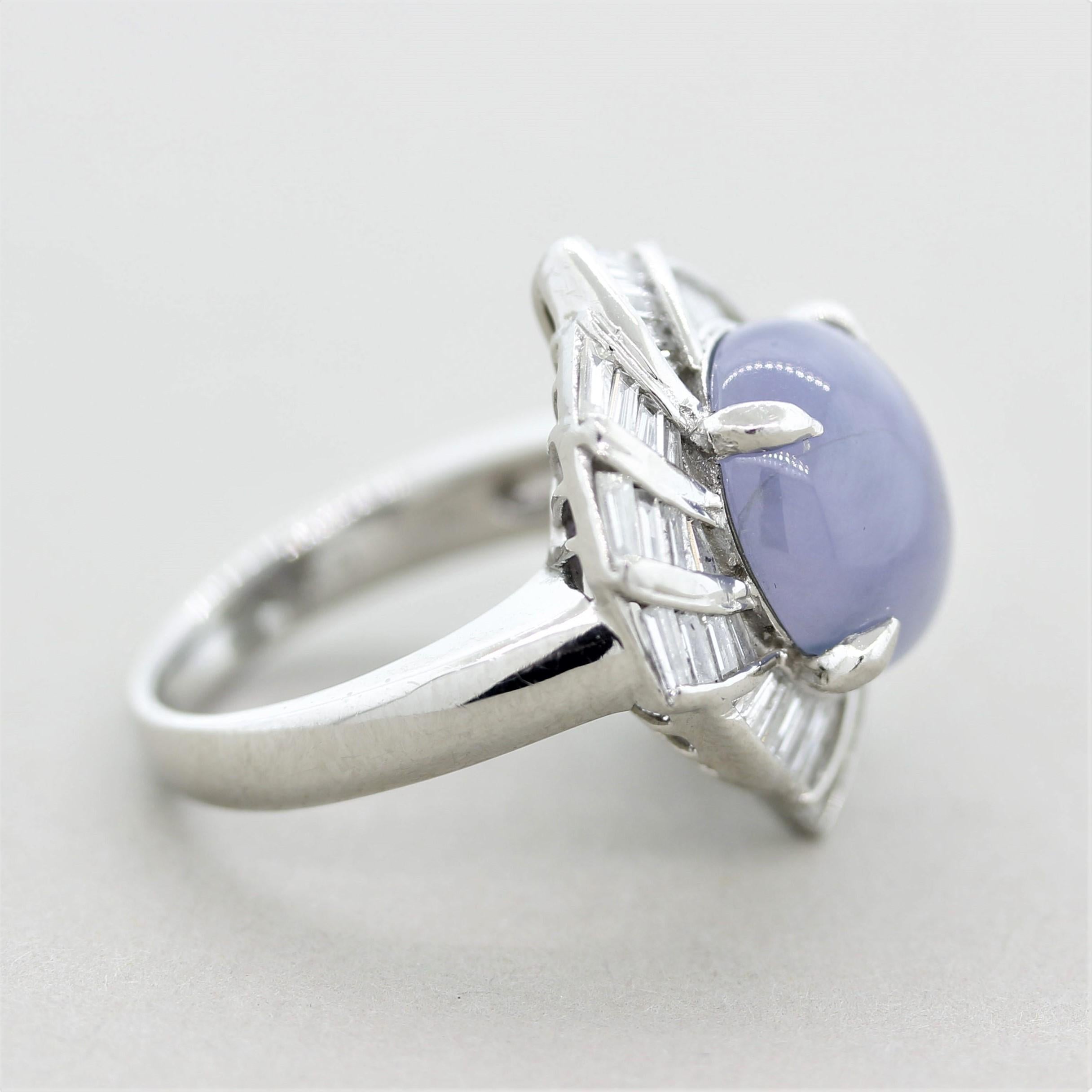 Mixed Cut Violet-Blue Jadeite Jade Diamond Platinum Swirl Ring For Sale