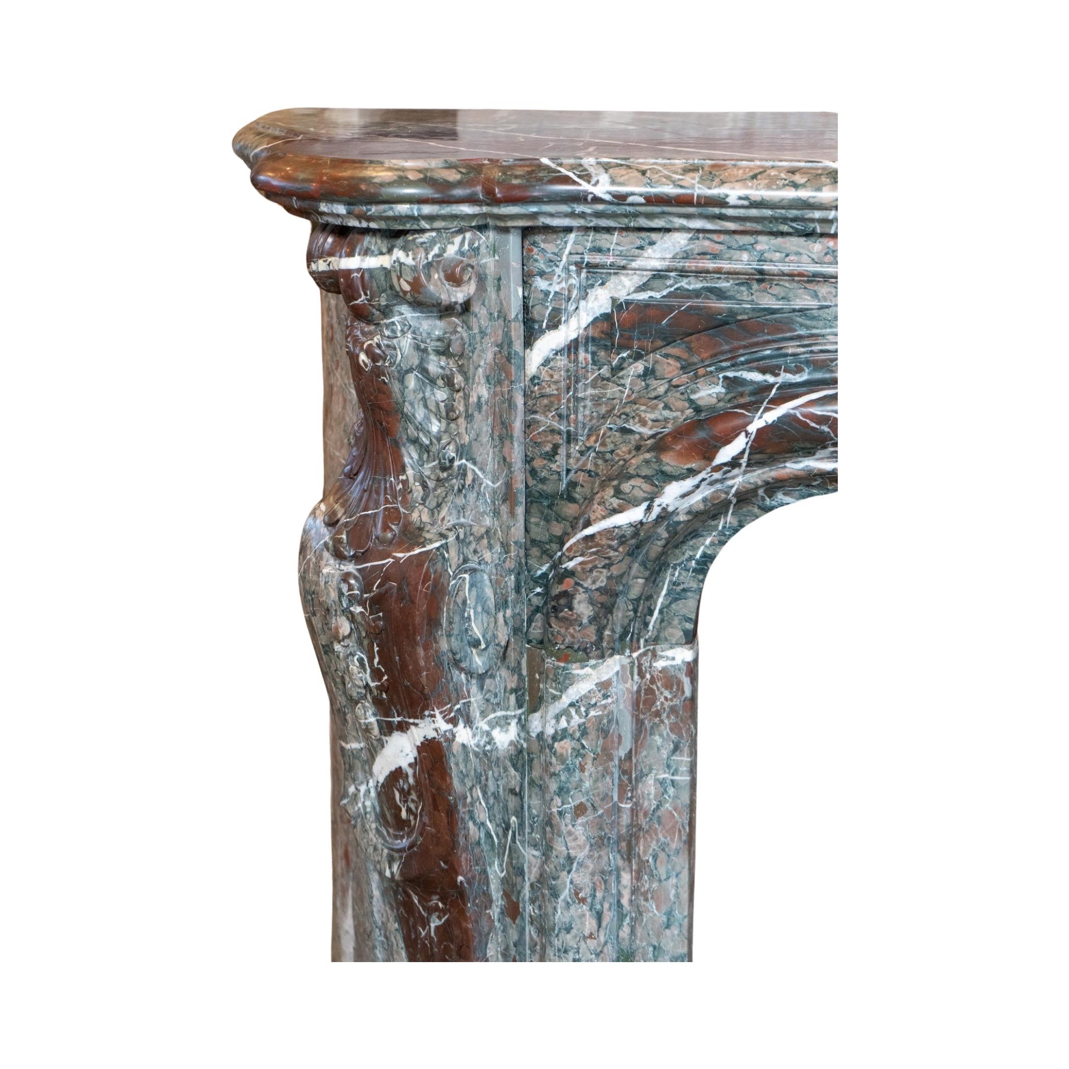 French Grand Mix Campan Marble Mantel For Sale 1