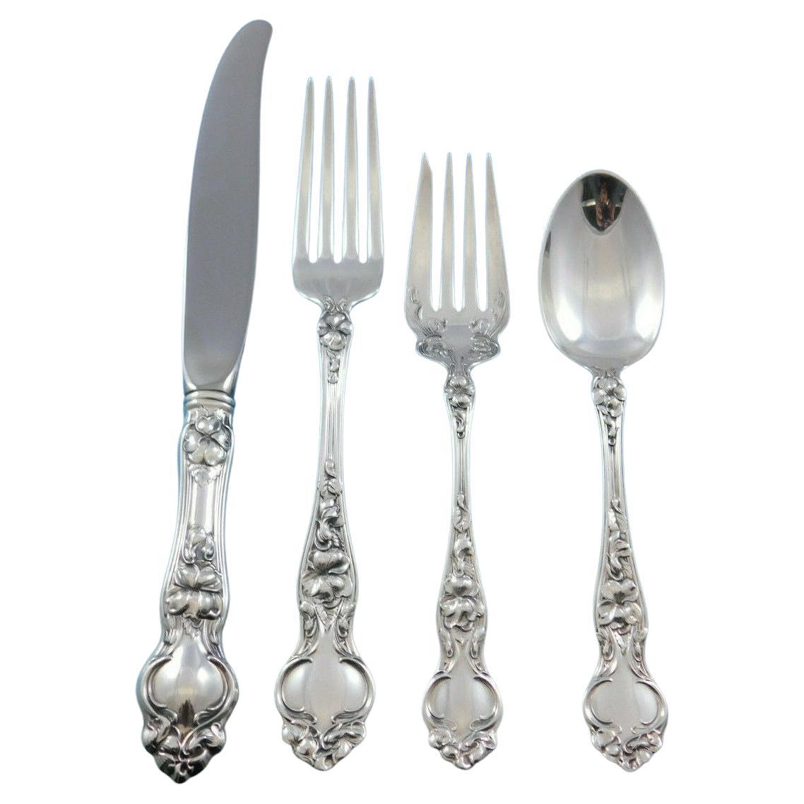 Violet by Wallace Sterling Silver Flatware Service for 12 Set 48 Pcs No Monogram