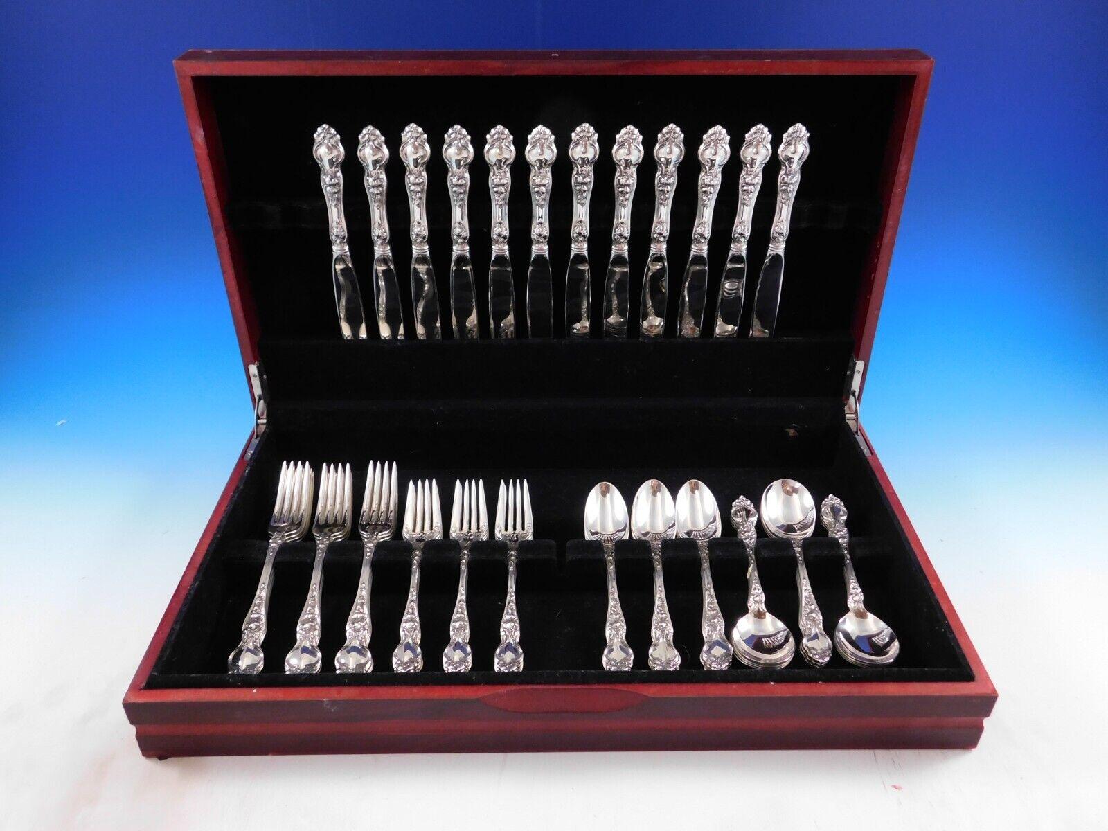 Violet by Wallace sterling silver Flatware set - 60 pieces. This set includes:

12 Knives, 8 3/4