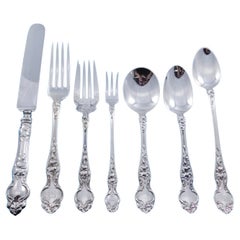 Violet by Wallace Sterling Silver Flatware Service for 12 Set 87 pieces