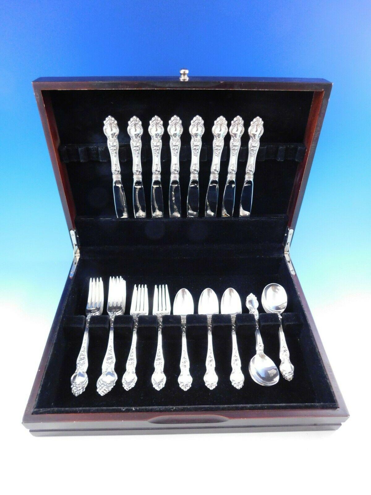 Violet by Wallace sterling silver flatware set - 40 pieces. This set includes:

8 knives, 9
