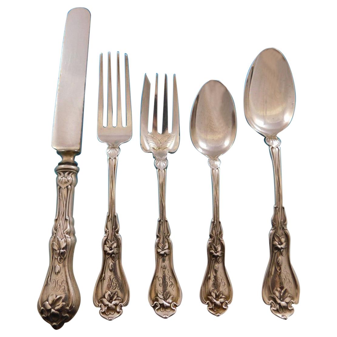 Violet by Whiting Sterling Silver Flatware Set For 8 Service 40 Pieces