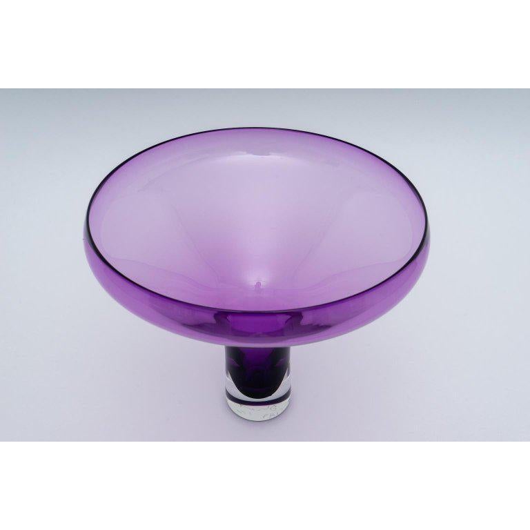 Violet Colored Artisan Glass Vase In Good Condition In West Palm Beach, FL