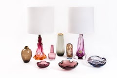 Violet Crystal Glass Lamp by Val St Lambert, Belgium, circa 1950