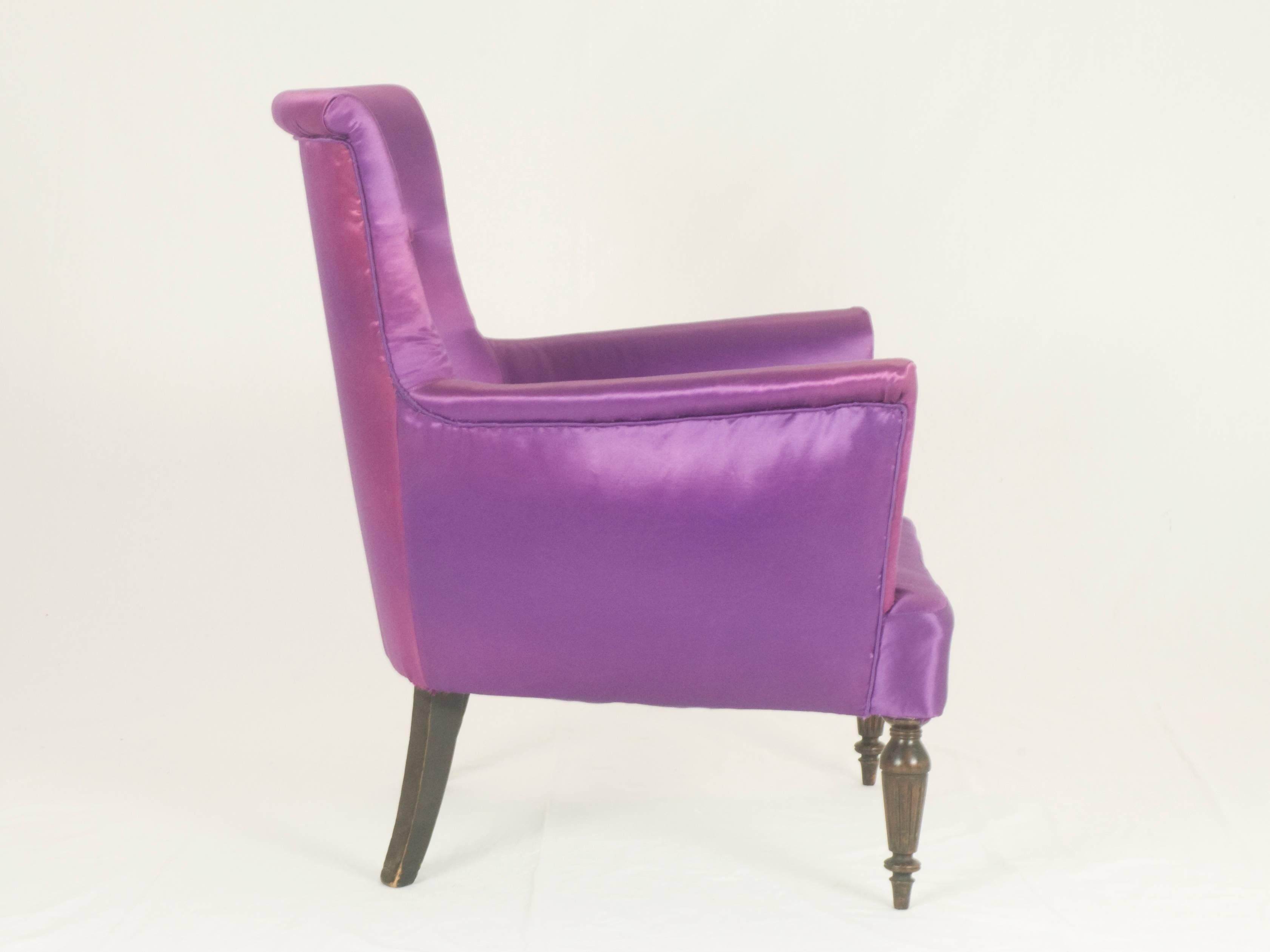 Mid-Century Modern Violet Fabric Italian Armchairs from 1950s, Set of Two For Sale