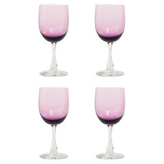 Violet Faceted Stem Wine Glasses Set of Four