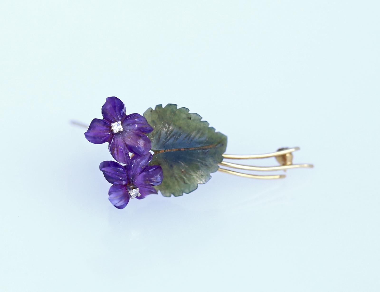 violet flower brooch