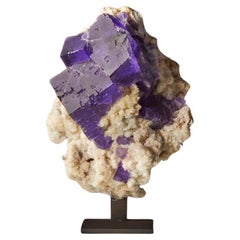 Violet Fluorite Elegance: Paired with White Quartz from Berbes, Spain