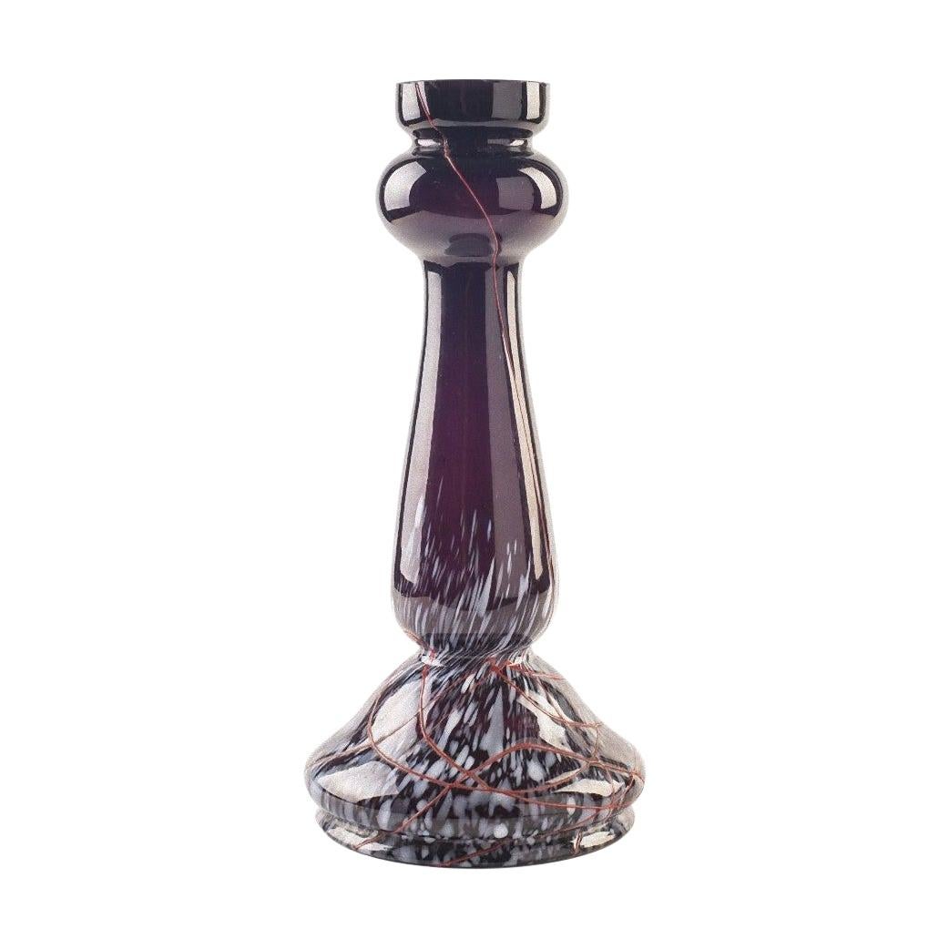 Violet Glass Candleholder, Northern Europe, 1970s For Sale