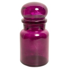 Vintage Violet Glass Mini Bottle with Stopper, 20th Century, Belgium, 1960s