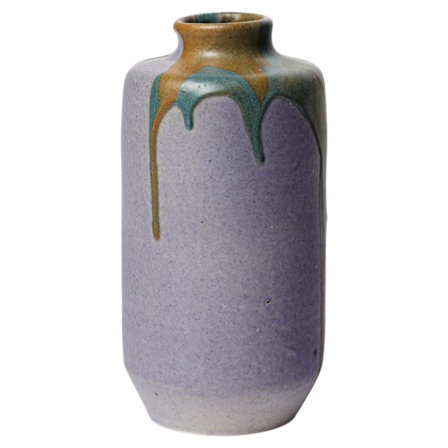 Violet, green and brown glazed ceramic vase by Léon Pointu, circa 1930. For Sale