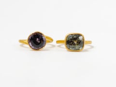 Violet Grey Spinel & Beige Zircon Rings for Mary