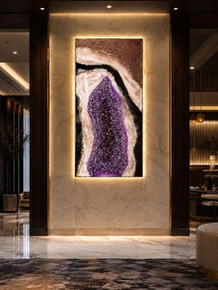 Violet Halo Illuminated Wall Art in ametista e quarzo di Sev Art Gallery