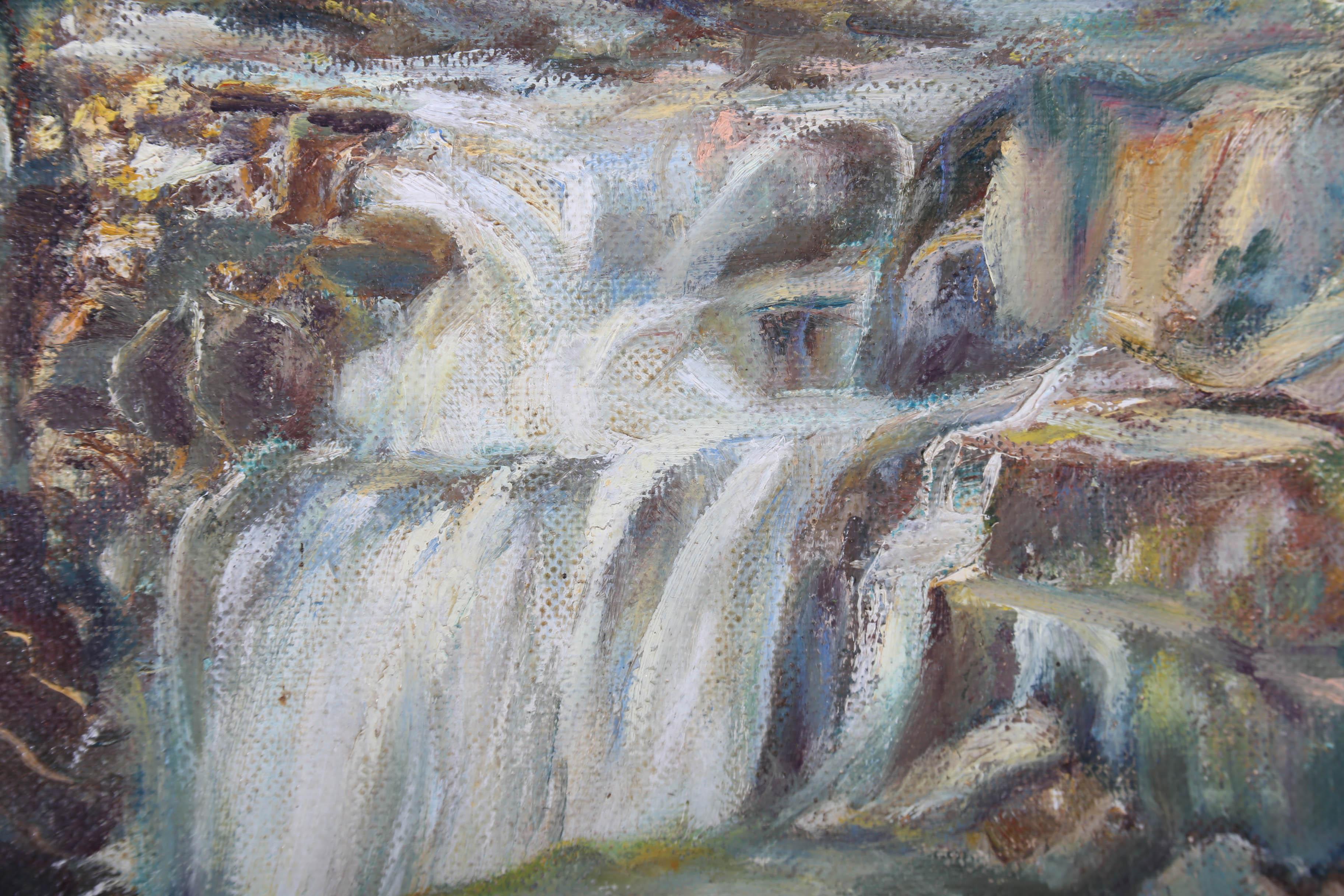 Violet Harrison - Mid 20th Century Oil, Watersmeet Waterfall For Sale 3