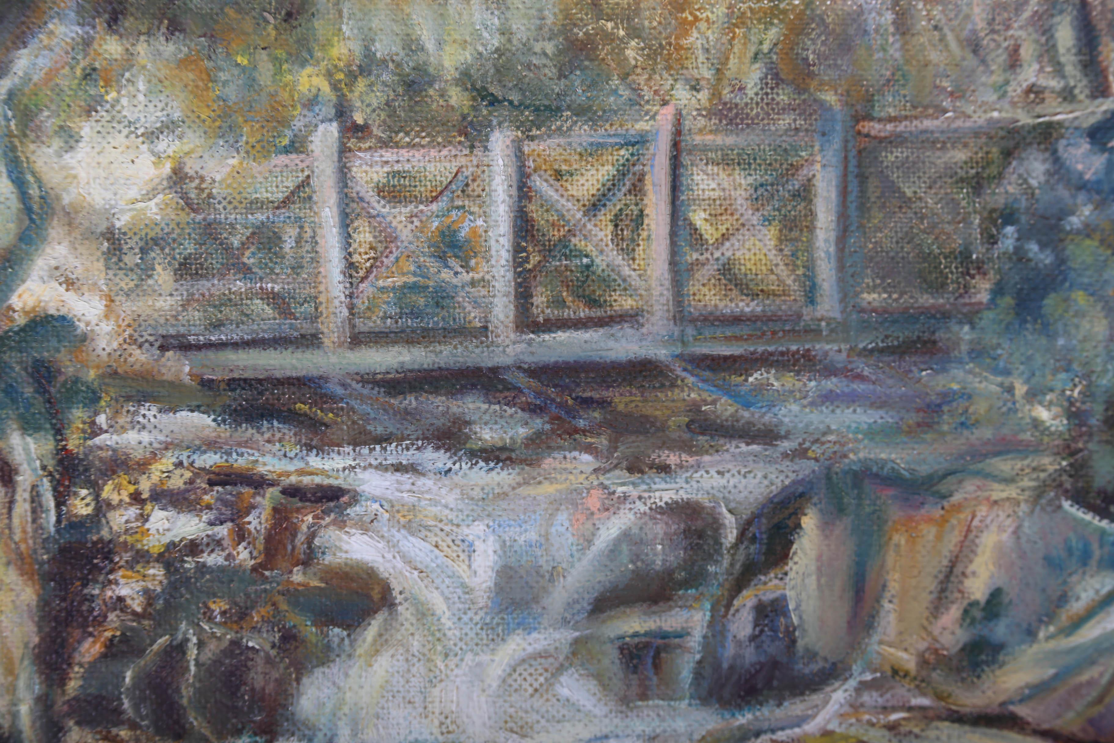 Violet Harrison - Mid 20th Century Oil, Watersmeet Waterfall For Sale 4