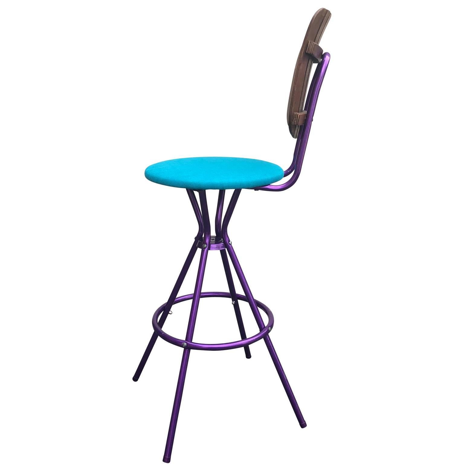 Violet Mid-Century Modern Bar Stool In The Style Of Arthur Umanoff For Sale 8