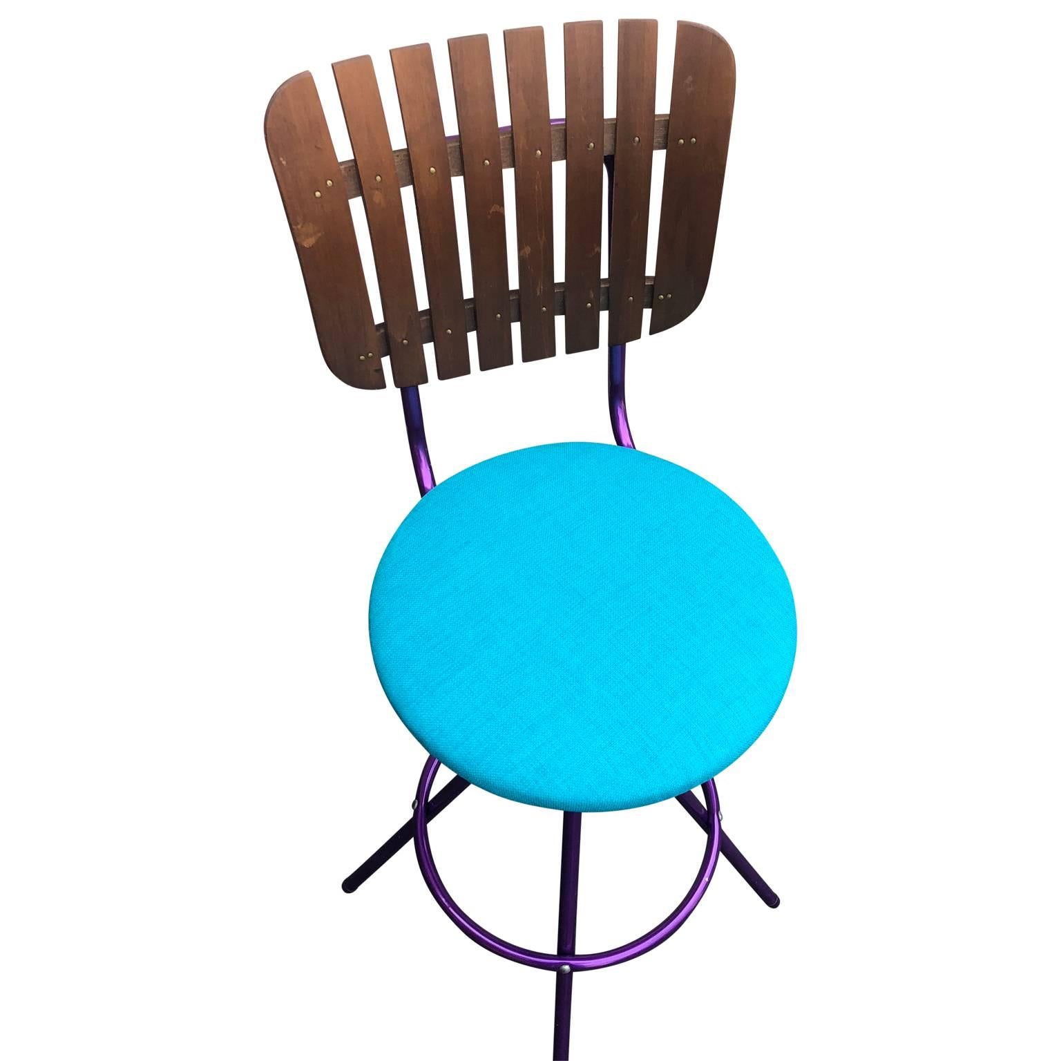 Violet Mid-Century Modern Bar Stool In The Style Of Arthur Umanoff For Sale 9
