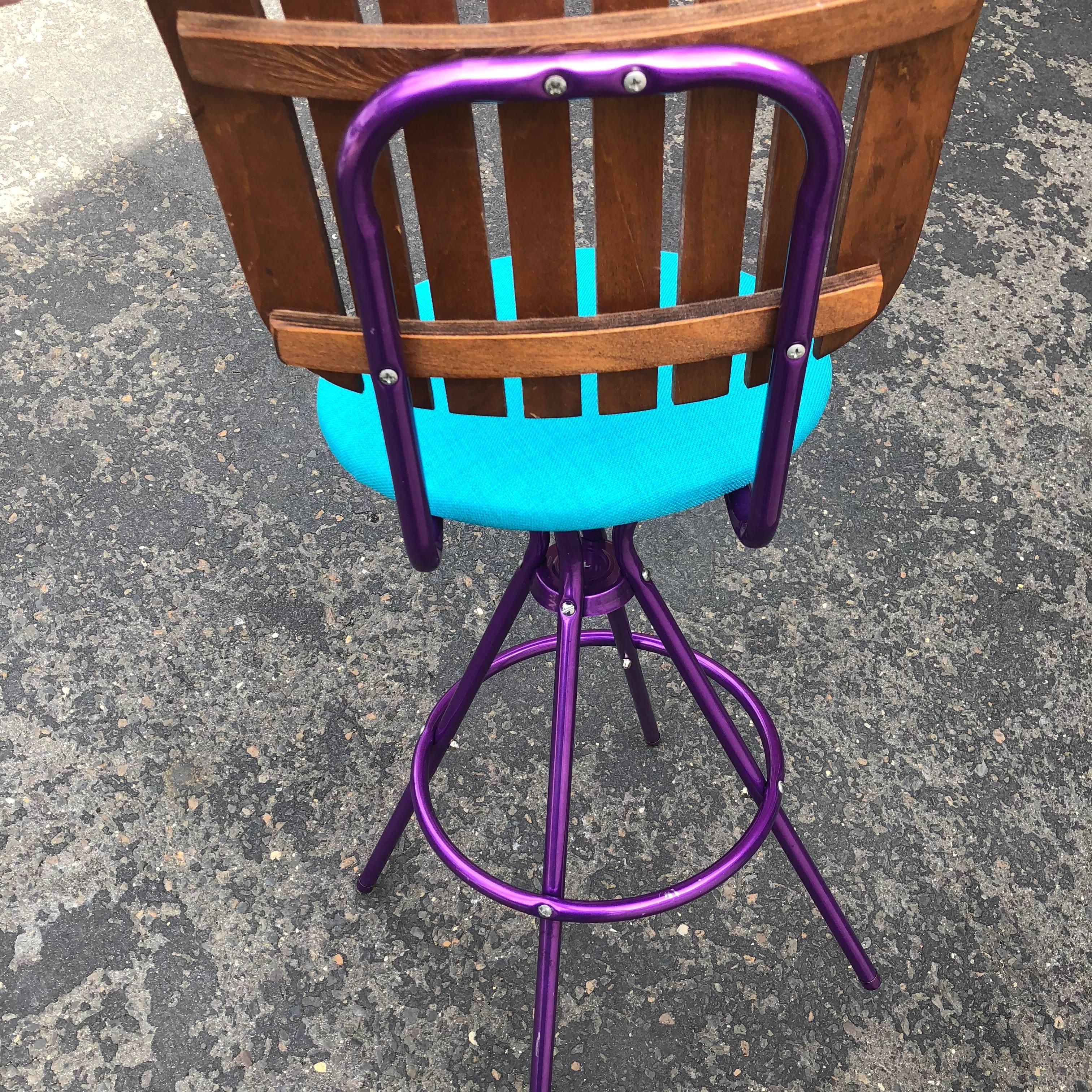 Metal Violet Mid-Century Modern Bar Stool In The Style Of Arthur Umanoff For Sale