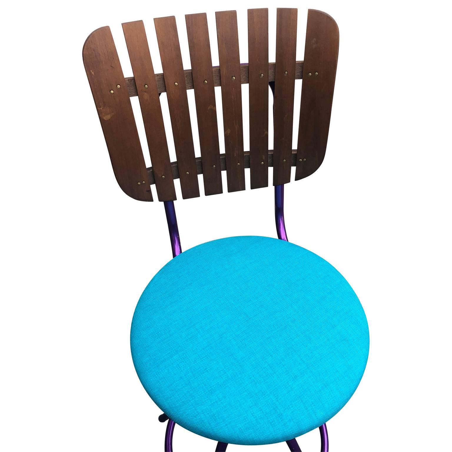 American Violet Mid-Century Modern Bar Stool In The Style Of Arthur Umanoff For Sale