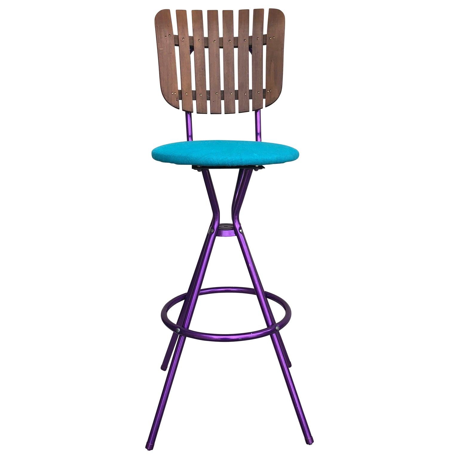 Violet Mid-Century Modern Bar Stool In The Style Of Arthur Umanoff For Sale