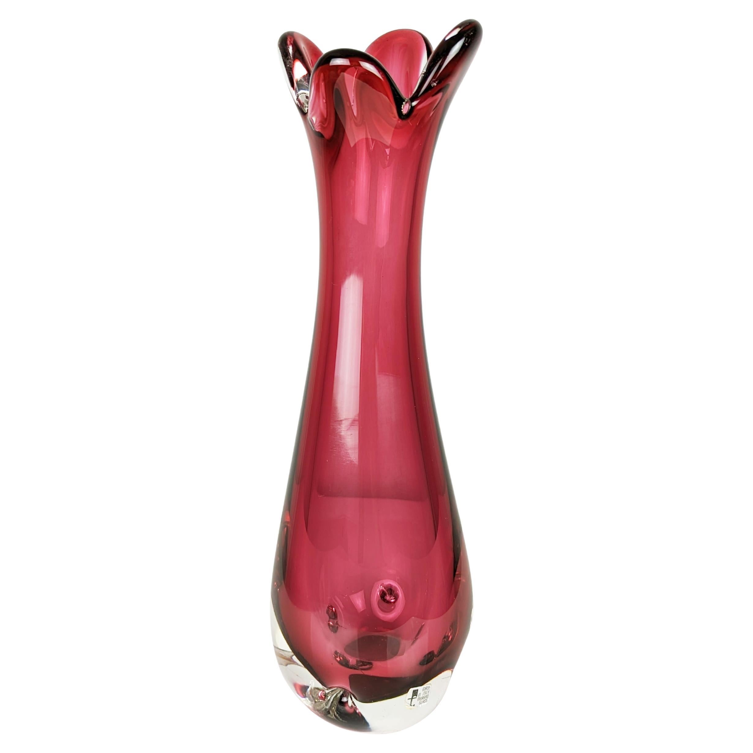 Violettes Murano-Glas 1960/70er Jahre Vase von Fratelli Toso im Angebot