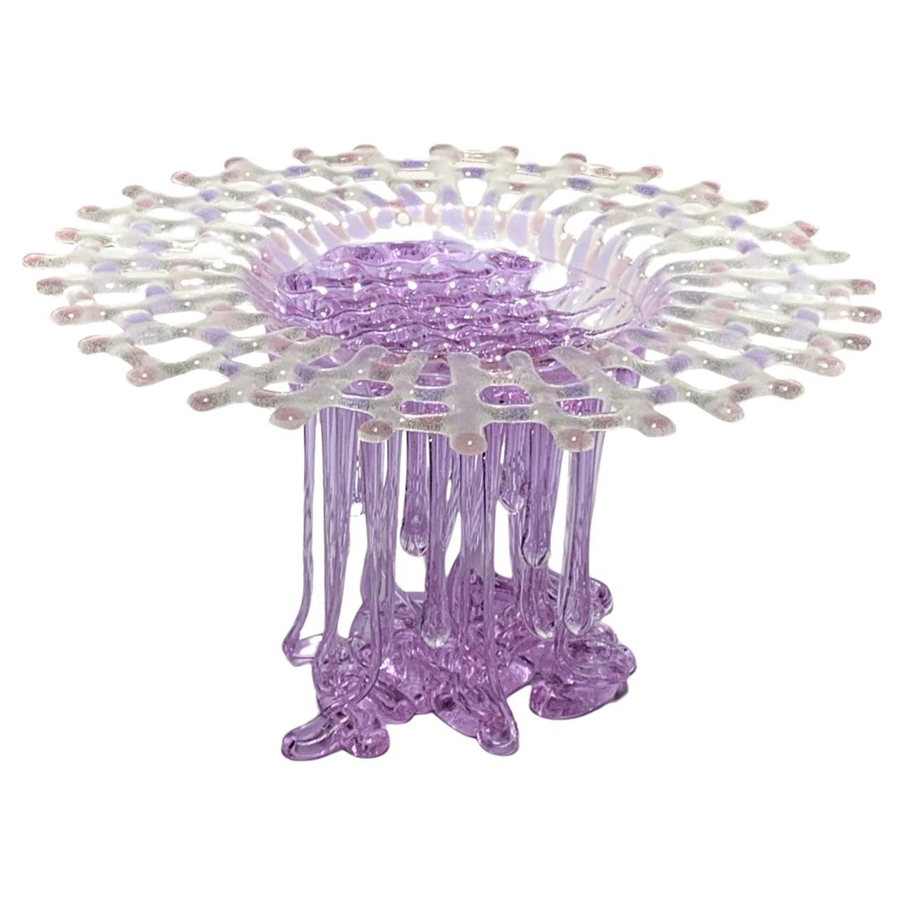 "Violeta", Centro de mesa de cristal de Murano, Hecho a mano en Italia, Diseño único, 2022
