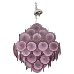 Pagoda-Style Amethyst Murano Glass Disc Chandelier