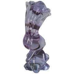 Sculpture en verre de Murano violet