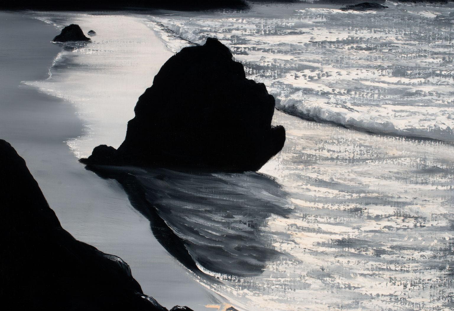 Large 3.5-Foot Seascape Oil Painting on Canvas by Violet Parkhurst, Framed 2