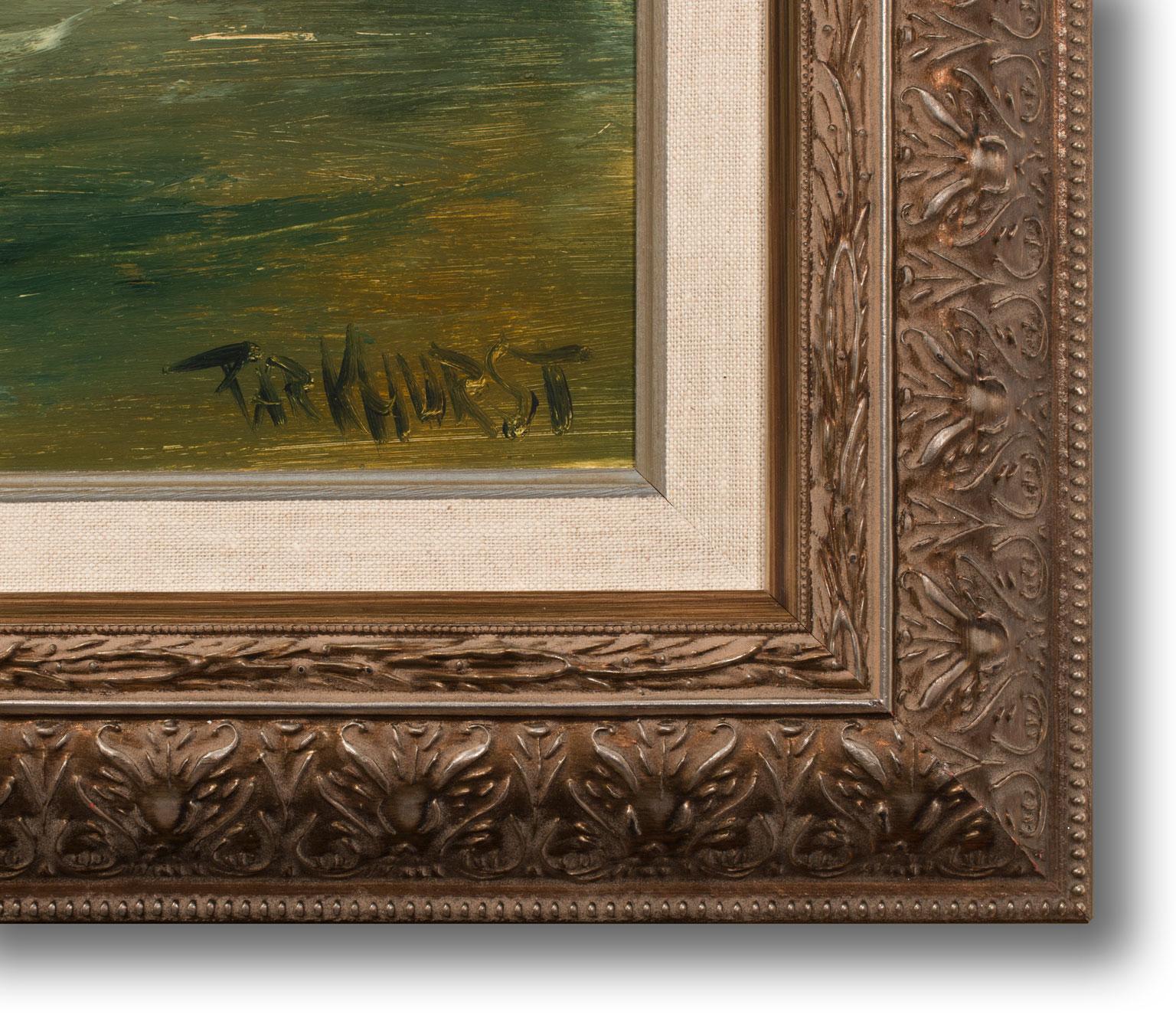 Large 4.5-Foot Framed Realist Seascape Oil Painting on Board by Violet Parkhurst 1
