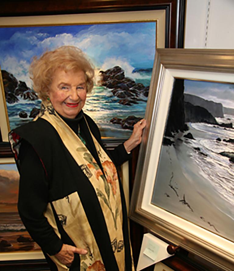 Large 4.5-Foot Seascape Oil Painting on Canvas by Violet Parkhurst, Framed 6