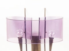 Violet Perspex and Brass 2-Lights 1960s Wall Sconces by Stilux, Milano, Set of 2