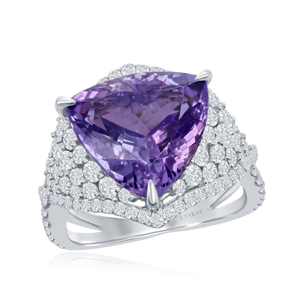 STRIKING TANZANITE RING IN VIOLET COLOR
This tremendous violet color Tanzanite benefits from the simple styling of round diamond band.

Item:	# 03108
Setting:	18K W
Lab:	GIA
Color Weight:	7.91 ct. of Tanzanite
Diamond Weight:	1.94 ct. of Diamonds