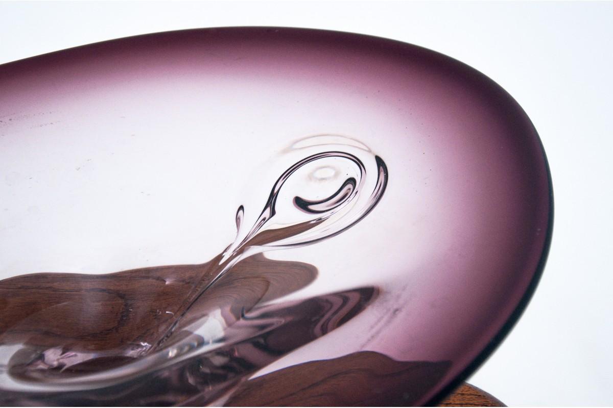 Mid-Century Modern Violet Platter, Czech Glass, 1970s