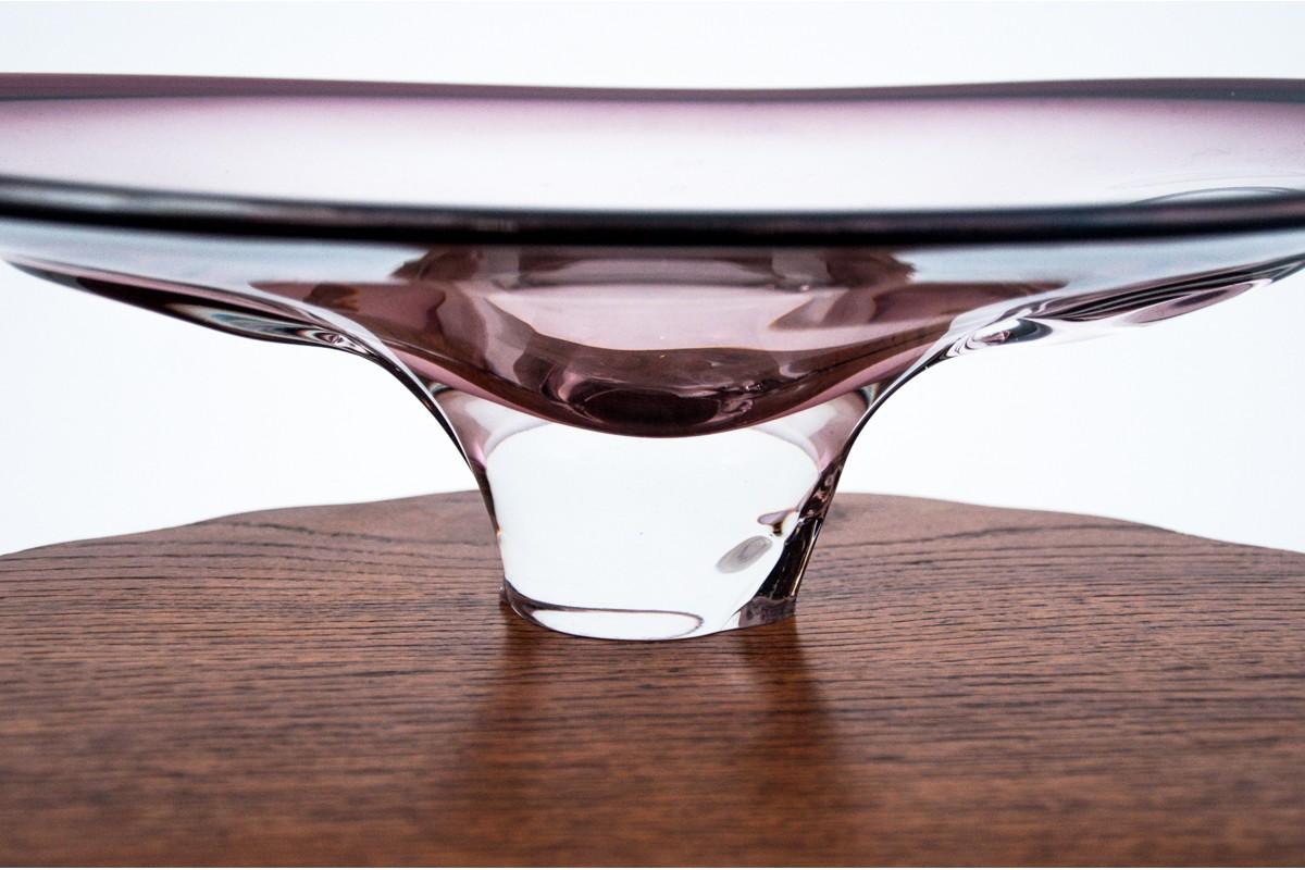 Violet Platter, Czech Glass, 1970s In Good Condition In Chorzów, PL