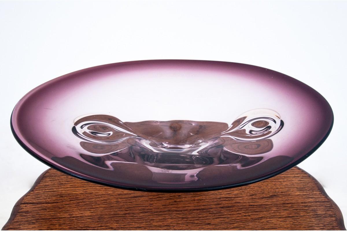 Late 20th Century Violet Platter, Czech Glass, 1970s