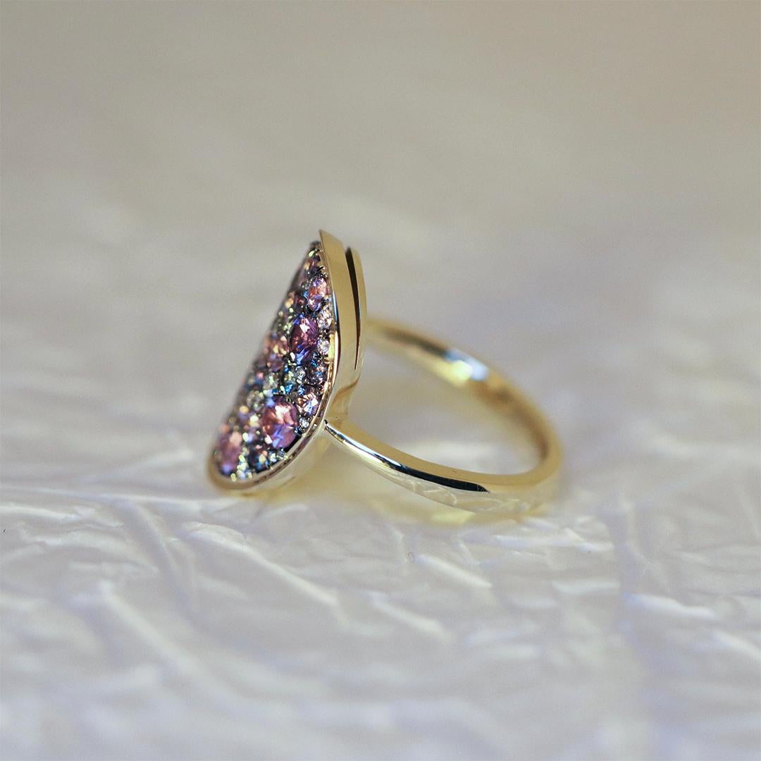 Women's Violet Purple pink Padparadscha Sapphire Alexandrite Blue Sapphire Pave Ring