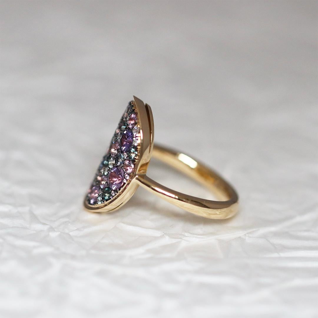 Violet Purple pink Padparadscha Sapphire Alexandrite Blue Sapphire Pave Ring 1