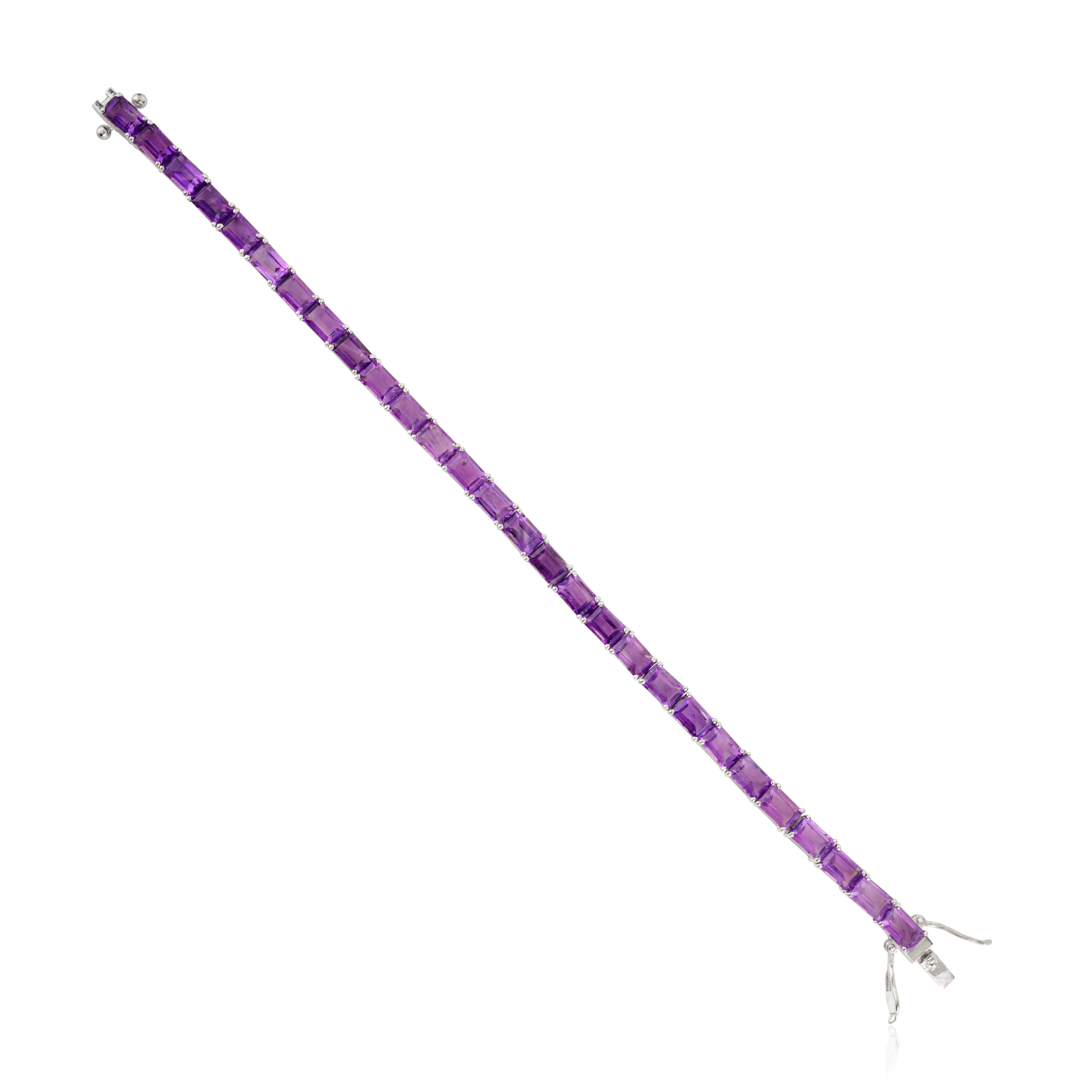 Violettes Funkeln Amethyst Edelstein Armband für Jahrestag Geschenk in Sterling Silber (Zeitgenössisch) im Angebot