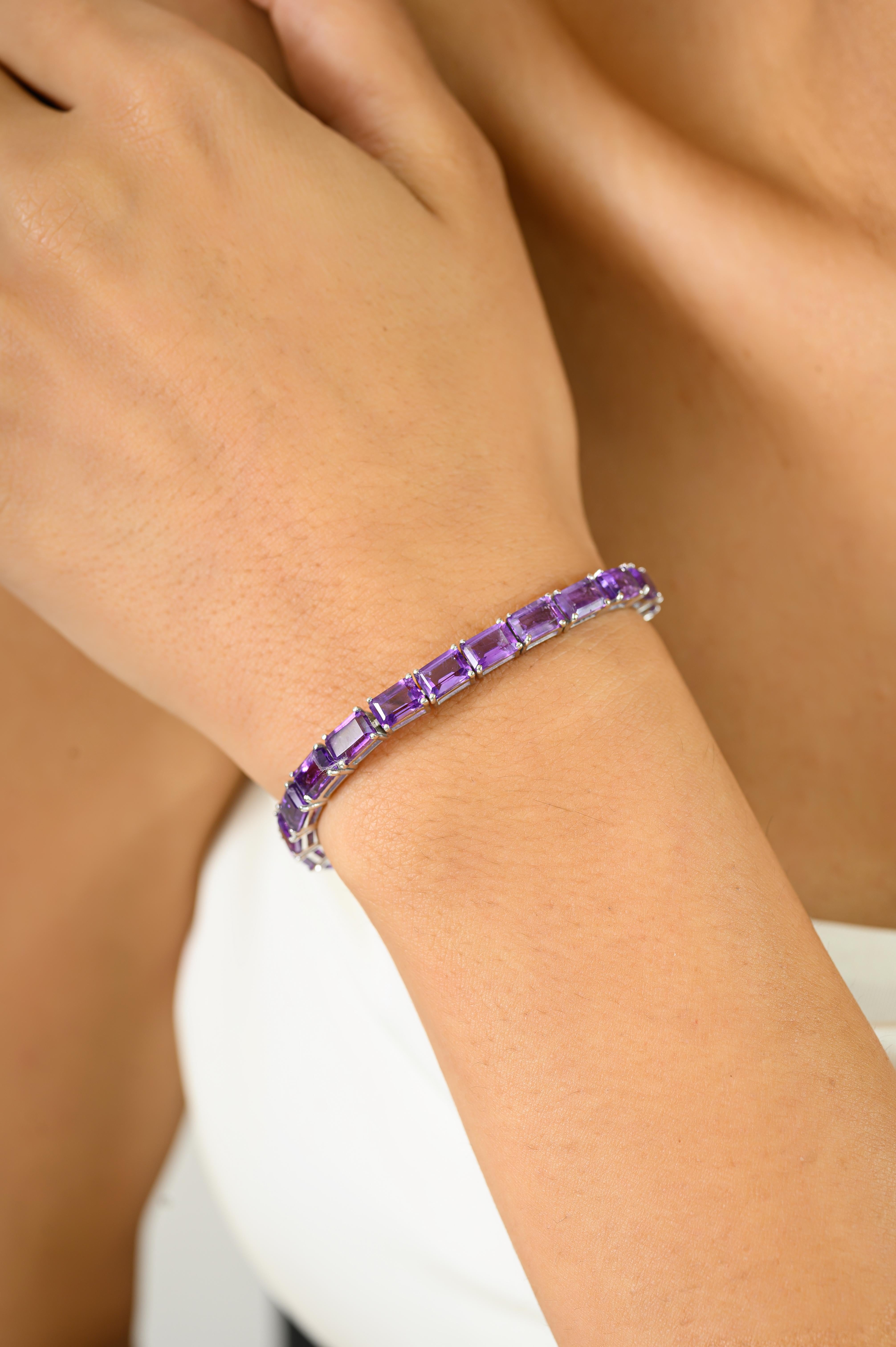 Violettes Funkeln Amethyst Edelstein Armband für Jahrestag Geschenk in Sterling Silber Damen im Angebot