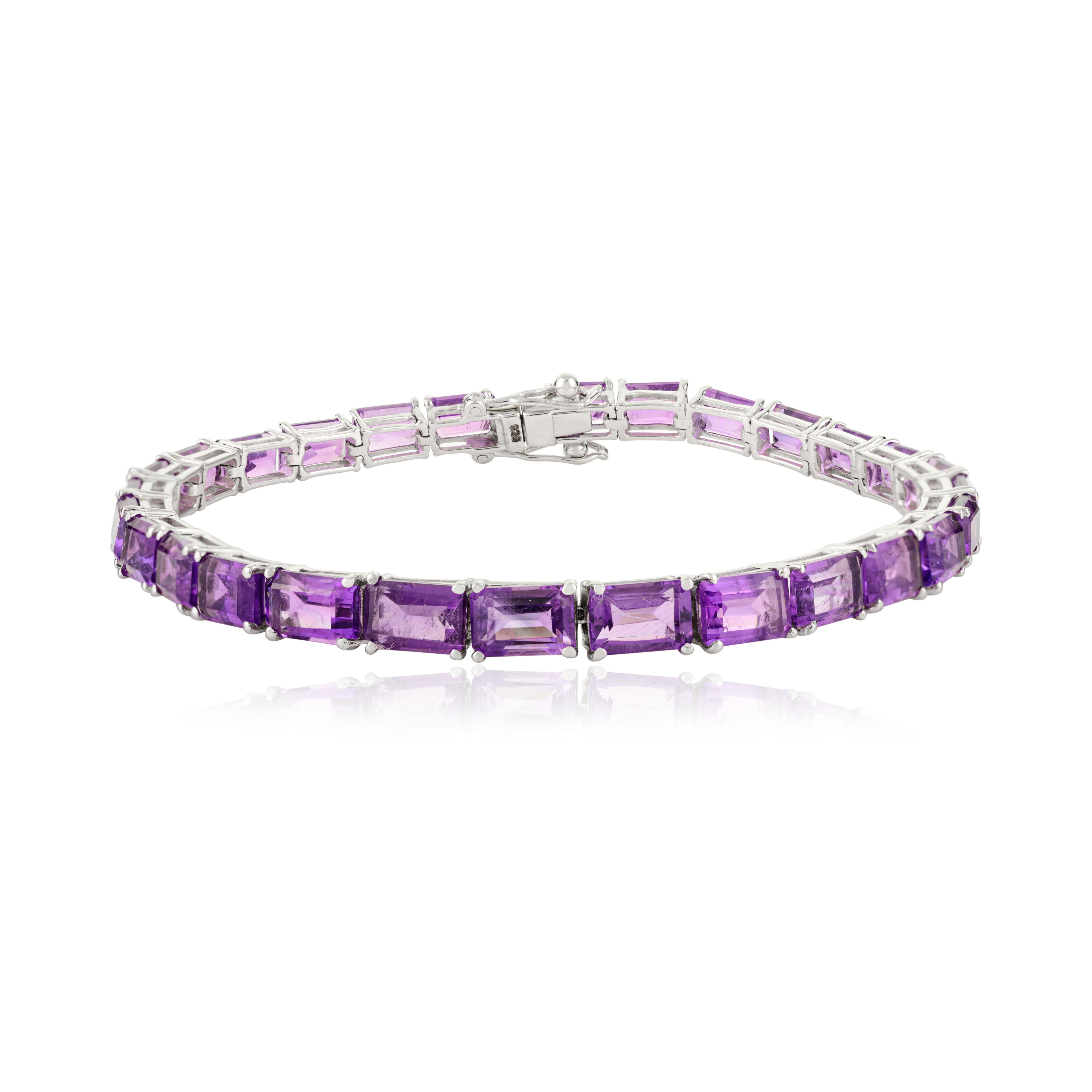 Violettes Funkeln Amethyst Edelstein Armband für Jahrestag Geschenk in Sterling Silber im Angebot 1
