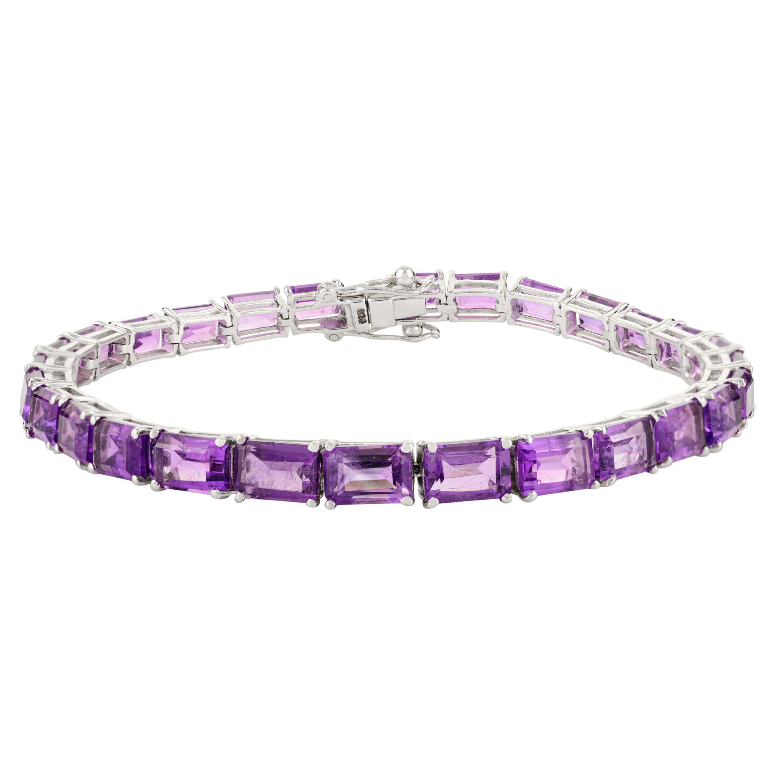 Violettes Funkeln Amethyst Edelstein Armband für Jahrestag Geschenk in Sterling Silber im Angebot