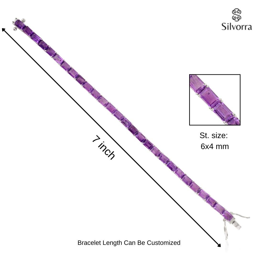 Violettes Funkeln Amethyst Edelstein Armband für Jahrestag Geschenk in Sterling Silber im Angebot 3