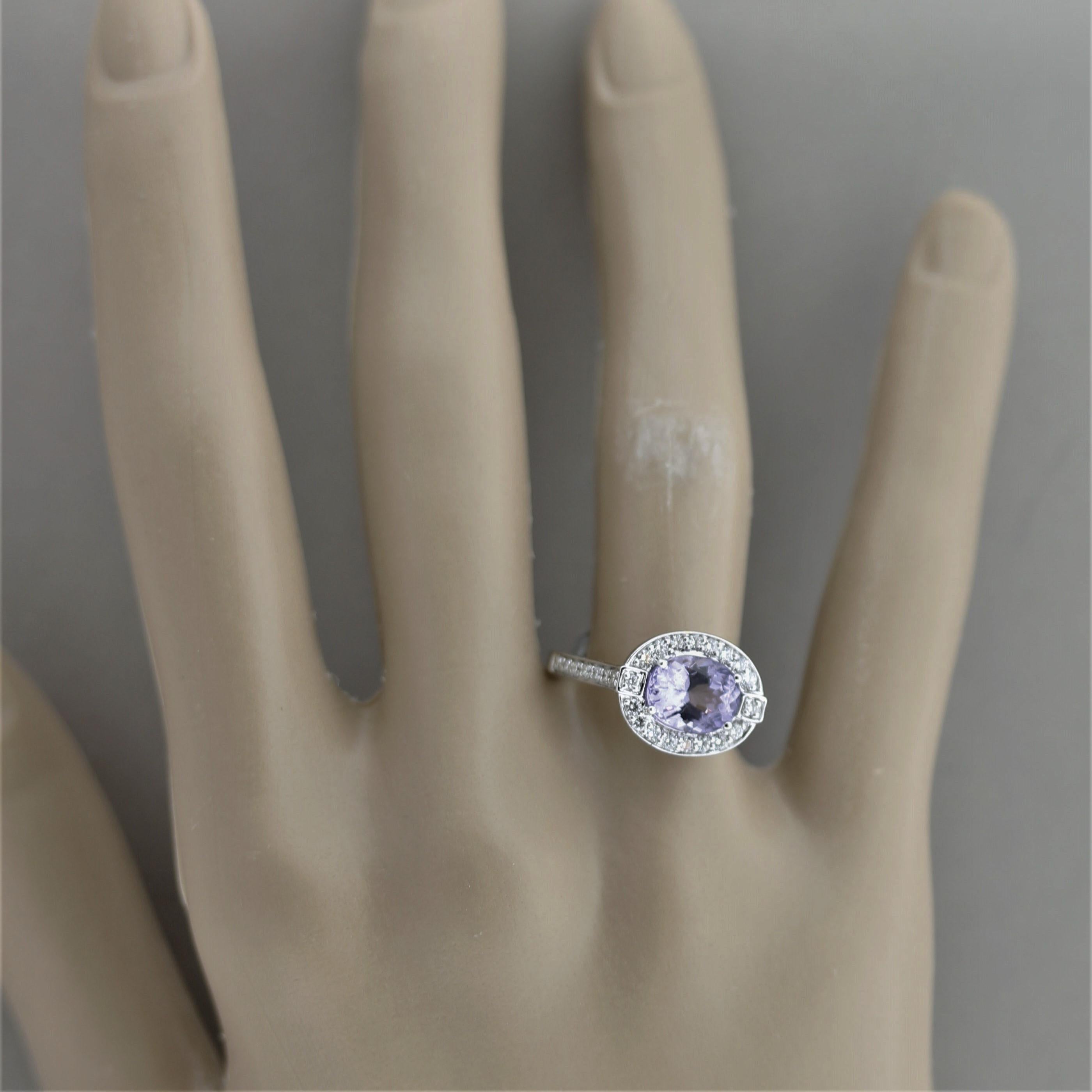 Violet Spinel Diamond Gold Ring For Sale 4