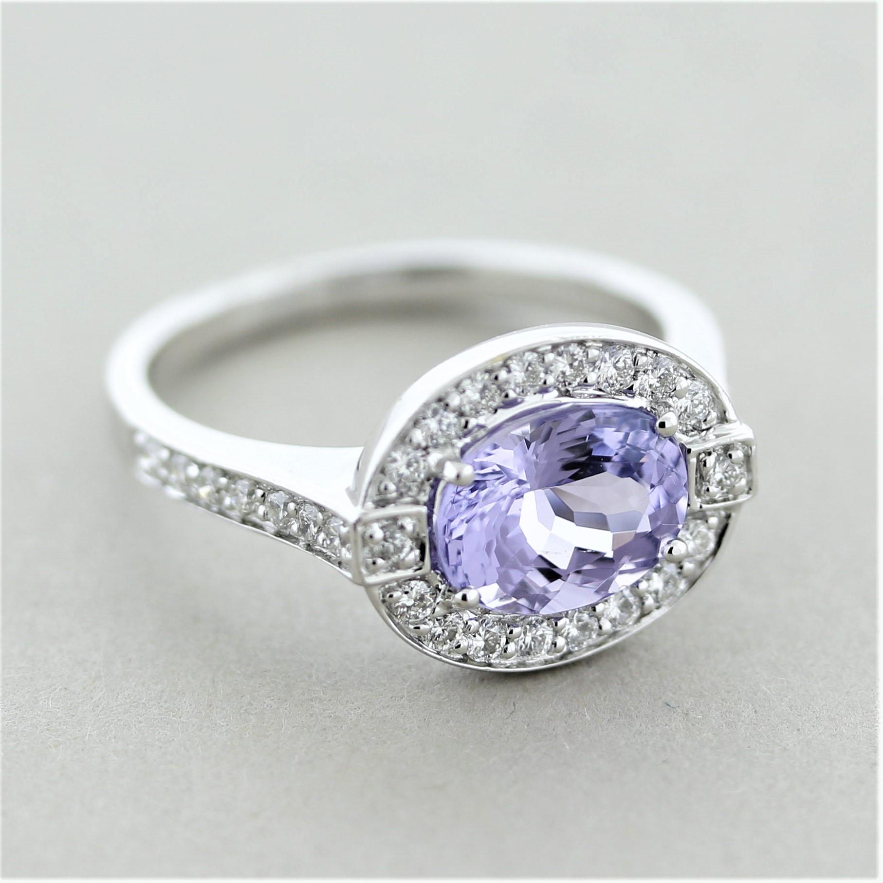 Violet Spinel Diamond Gold Ring For Sale 3