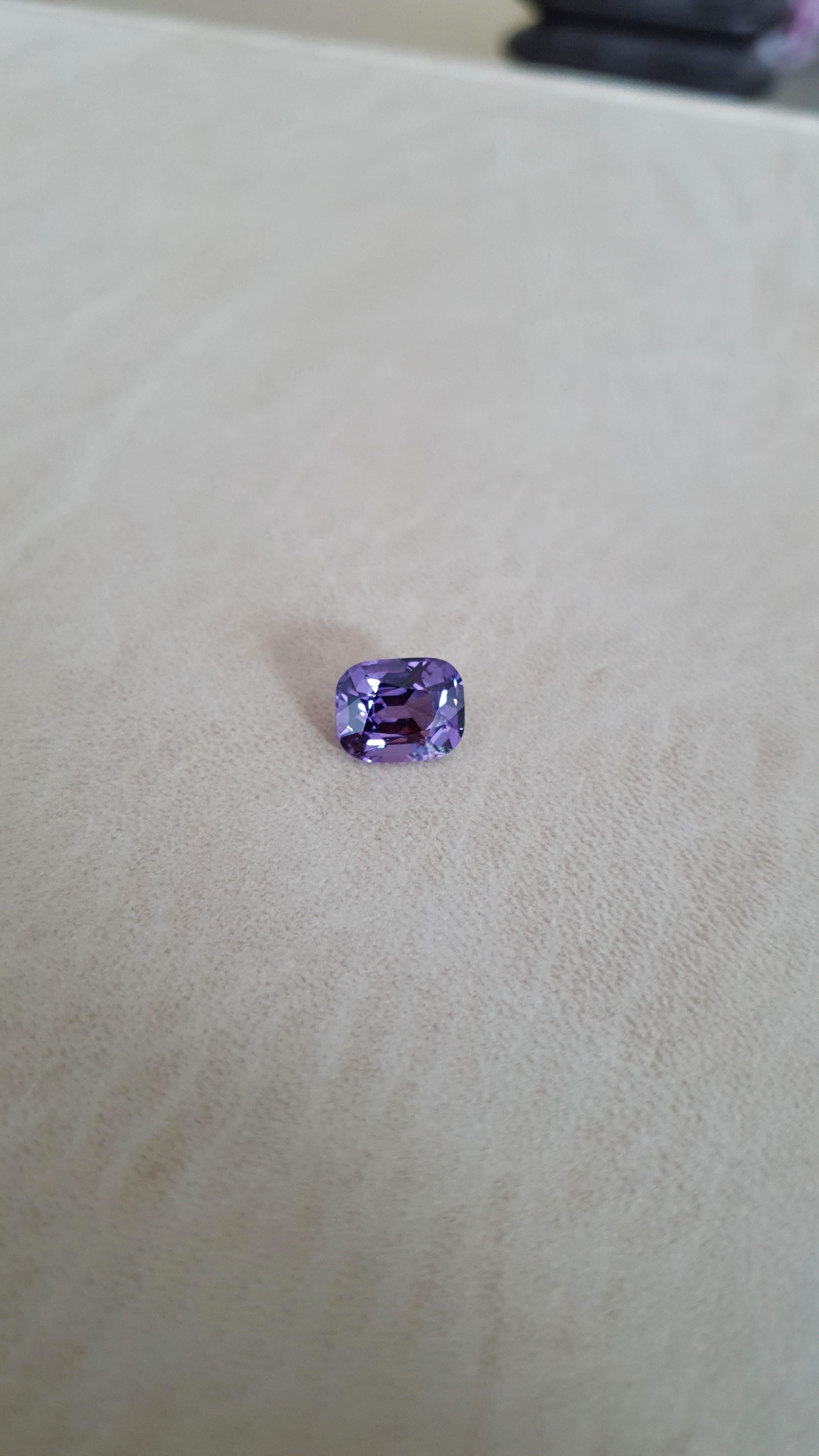 Cushion Cut Violet Spinel, Faceted Gem, 4, 63 Ct., Loose Gemstone For Sale
